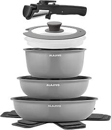 Topfset mit Abnehmbarer Griff, 9-Teilig Topfsets