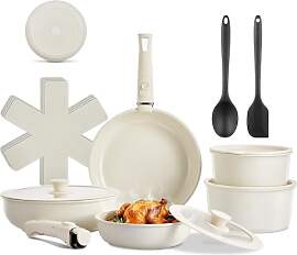 Topfset Pfannenset mit Abnehmbarer Griff, Topfset