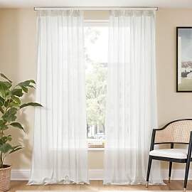 TOPICK Beige Gardinen 2er Set H 245 x B 140 (cm)
