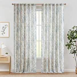 TOPICK Floral Küchengardinen mit Kräuselband