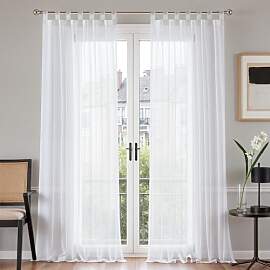 TOPICK Gardinen Wohnzimmer modern Schlaufenschal
