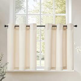 TOPICK Scheibengardinen Küche 2er Set 60Hx 95B cm 