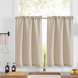 TOPICK Scheibengardinen Küche Beige Bistrogardine 