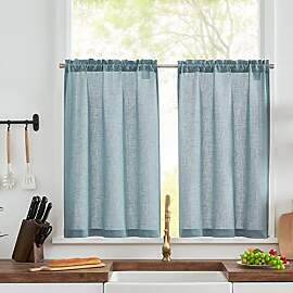 TOPICK Scheibengardinen modern Blau Bistrogardine