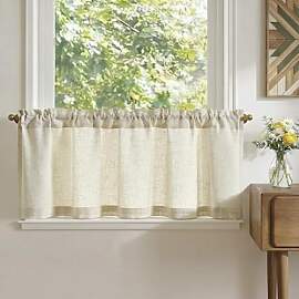 TOPICK Scheibengardinen modern Wohnzimmer Beige