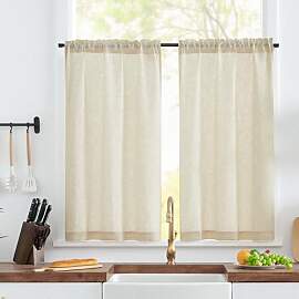 TOPICK Scheibengardinen modern Wohnzimmer Beige