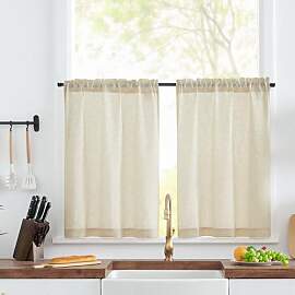 TOPICK Scheibengardinen modern Wohnzimmer Beige