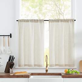 TOPICK Scheibengardinen modern Wohnzimmer Beige