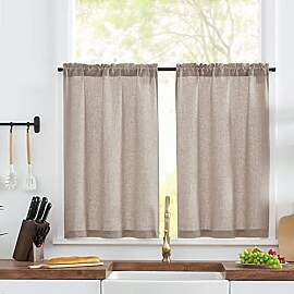 TOPICK Scheibengardinen modern Wohnzimmer Braun