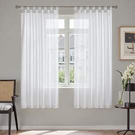 TOPICK Schlaufenschal 2er Set Gardinen Wohnzimmer