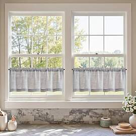 TOPICK Sheer Scheibengardine Grau Voile