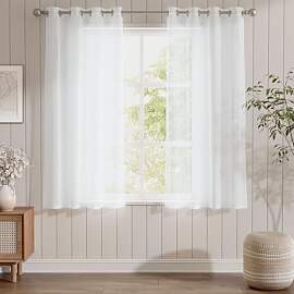 TOPICK Voile Vorhang Mit Ösen Kurz Sheer