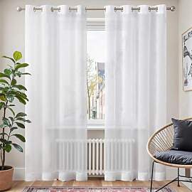 TOPICK Voile Vorhang Weiß Mit Ösen Sheer