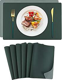 Toprance Platzset PU Leder Grün Zweifarbige