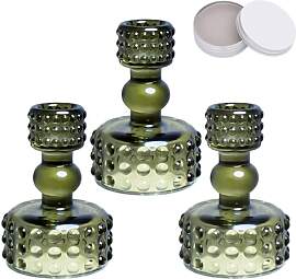 Toptime Kerzenständer Glas, 3er Set Kerzenhalter