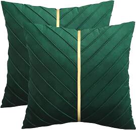 Tosleo 2er Set 60 x 60 cm Kissenbezüge Grün Samt 