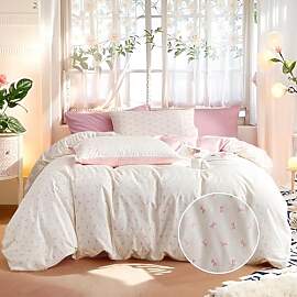 Tospass Baumwolle Bettwäsche 155x220cm Beige Rosa 