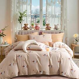 Tospass Baumwolle Bettwäsche 200x200 Dackel Khaki 