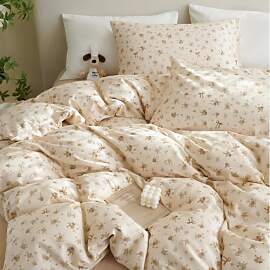 Tospass Baumwolle Bettwäsche Set 155x220cm Beige