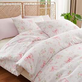 Tospass Blumen Bettwäsche 135x200 Schleifen Weiß 