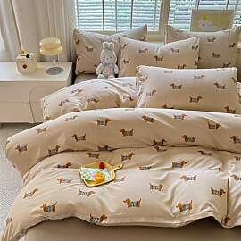 Tospass Dackel Bettwäsche 135x200cm Khaki Braun