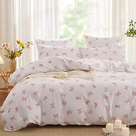 Tospass Schleife Bettwäsche 220x240cm Weiß Rosa