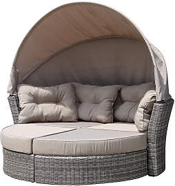 TPFGarden® Liegeinsel, Alu + Polyrattan Grau