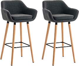 TPFLiving 2er Set Barhocker Grande Gestell Holz