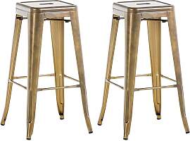 TPFLiving 2er Set Barhocker Joy Metall - Gold