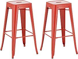 TPFLiving 2er Set Barhocker Joy Metall - Rot