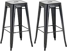 TPFLiving 2er Set Barhocker Joy Metall - Schwarz
