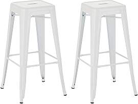 TPFLiving 2er Set Barhocker Joy Metall - Weiß
