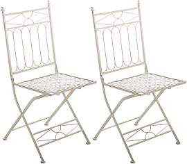 TPFLiving 2er Set Klappstuhl Asiri - antik-creme