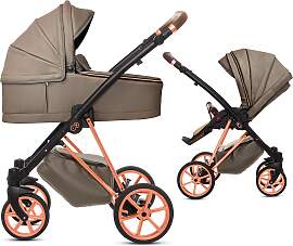 TPFLiving 2in1 Kinderwagen Royal Kunstleder - Gray 