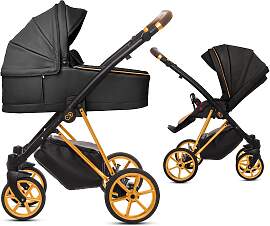 TPFLiving 2in1 Kinderwagen Royal Kunstleder - Onyx 
