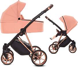 TPFLiving 2in1 Kinderwagen Ultra Stoff - Apricot / 