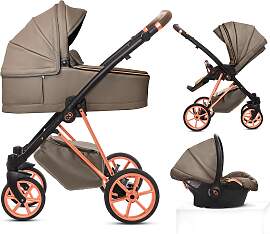 TPFLiving 3in1 Kinderwagen Royal Kunstleder - Gray 