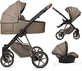 TPFLiving 3in1 Kinderwagen Royal Kunstleder - Gray 