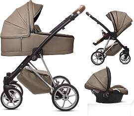 TPFLiving 3in1 Kinderwagen Royal Kunstleder - Gray 