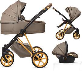 TPFLiving 3in1 Kinderwagen Royal Kunstleder - Gray 