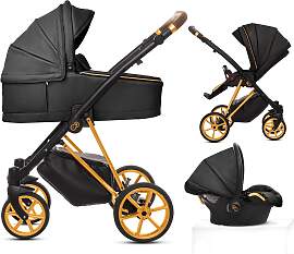 TPFLiving 3in1 Kinderwagen Royal Kunstleder - Onyx 