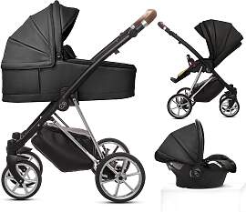 TPFLiving 3in1 Kinderwagen Royal Kunstleder - Onyx 