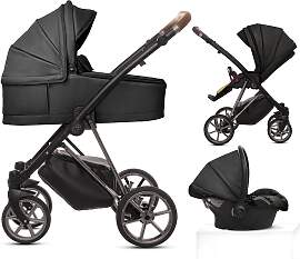 TPFLiving 3in1 Kinderwagen Royal Kunstleder - Onyx 