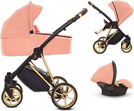 TPFLiving 3in1 Kinderwagen Ultra Stoff - Apricot / 