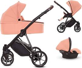 TPFLiving 3in1 Kinderwagen Ultra Stoff - Apricot / 
