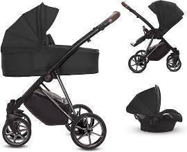 TPFLiving 3in1 Kinderwagen Ultra Stoff - Schwarz / 