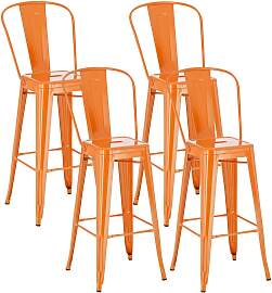TPFLiving 4er Set Barhocker Adnan - Orange