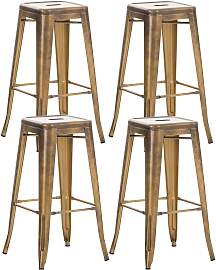 TPFLiving 4er Set Barhocker Joy Metall - Gold