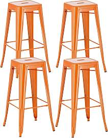 TPFLiving 4er Set Barhocker Joy Metall - Orange