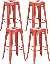 TPFLiving 4er Set Barhocker Joy Metall - Rot